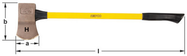 Axe Flat Head 6 Lb Head 36"OAL - Non-Sparking, Non-Magnetic A-5FG