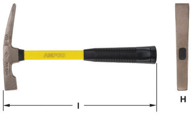 Hammer, Bricklayers' 1.5Lb 14"L - Non-Sparking, Non-Magnetic H-10FG