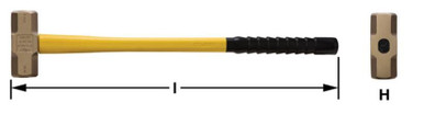 Hammer, Sledge 9Lb 33" OAL,- Non-Sparking, Non-Magnetic H-712FG