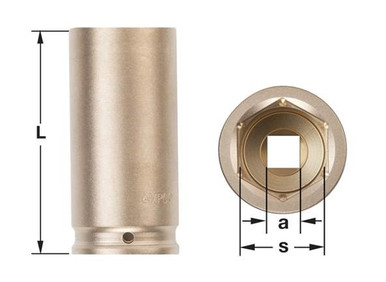 Socket, Deep Well Impact 3/4D 15/16" - Non-Sparking, Non-Magnetic DWI-3/4D15/16