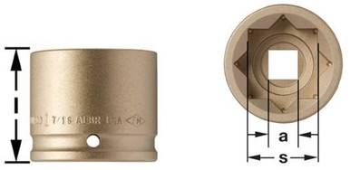 Socket, Impact 1D 1-1/2" 8 point - Non-Sparking, Non-Magnetic I-1D1-1/2-8P