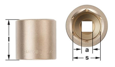Socket, Standard 3/8D 7/8" - Non-Sparking, Non-Magnetic SS-3/8D7/8