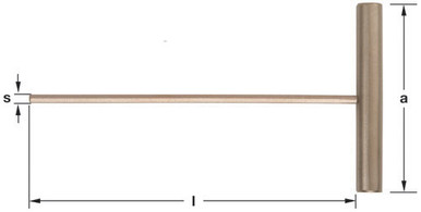 Wrench, Hex Key T-Handle 8mm - Non-Sparking, Non-Magnetic WT-8MM