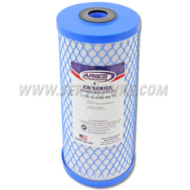 Aries Filter Works CB-10-6305-BB-TO, 5 Micron Coconut Shell Carbon Block Filter, 4.5'' x 10''