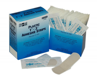 1" x 3" Plastic Adhesive Bandage, 60 per Box 1-060