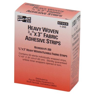 3/4"x3" Heavy Woven Fabric Bandages, 50 Per Box 1-350