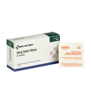 Sting Relief Wipes, 25 Per Box 19-025