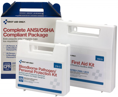 50 Person Complete ANSI/OSHA Compliance Package for First Aid and BBP, Blood borne Pathogens 90765