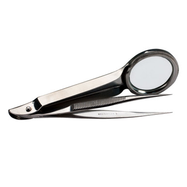 Forceps, Pointed Steel, with Magnifying Glass 90893
