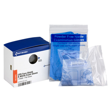 SmartCompliance Refill CPR Face Shield & Nitrile Gloves, 1 Shield & 1 Pair of Gloves per Box FAE-6015