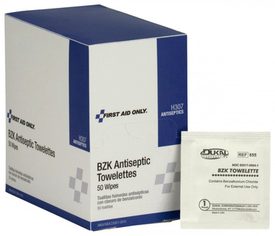 BZK Antiseptic Wipes, 50 Per Box H307