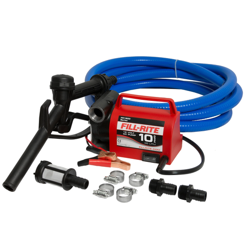 Fill-Rite FR1614 12V DC Portable Fuel Transfer Pump w/ Poly Nozzle - 10 GPM
