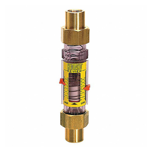BadgerMeter Hedland Variable Area EZ-View Water Flow Meter, 3/4 in./ 1 in. Nominal Swivel Sweat Brass Fitting