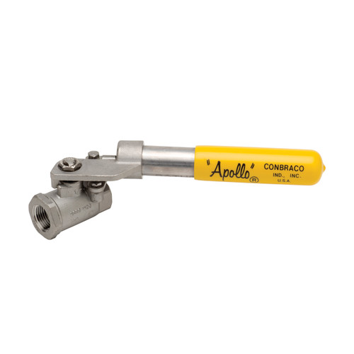 Apollo 76-500 Series 1/2 in. FNPT Stainless Steel Deadman Ball Valve w/ Spring Return Handle - Standard Port