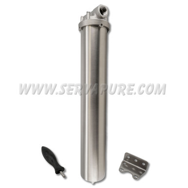 HydroScientific, T2-304-34-222, 20" 304 Stainless Steel Single Filter Cup Housing, 222, 3/4" In/Out