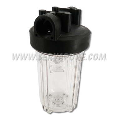 Hydronix HF45-10CLBK10, 10" Clear, 4.5" Body, 1" Black Cap Filter Housing