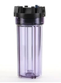 Hydronix HF5-10CLBK34, 10" Clear, 2.5" Body, 3/4" Black Cap Filter Housing