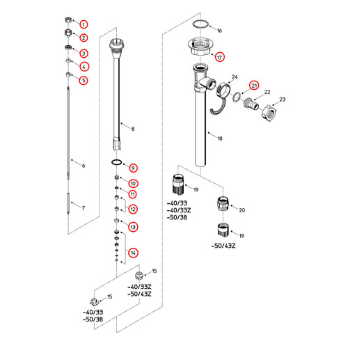 Flux 400 Series F430PVDF 40/33 39 Pump Maintenance Rebuild Kit