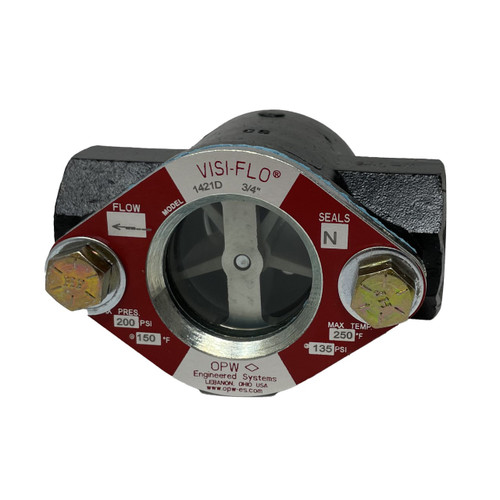 OPW VISI-FLO 1400 2 in. FNPT Carbon Steel Sight Flow Indicator w/ Neoprene Seal - Propeller