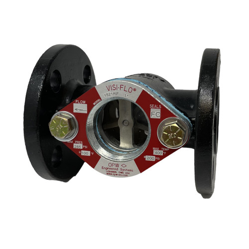 OPW VISI-FLO 1500 4 in. ANSI 150 lb. Flange Carbon Steel Sight Flow Indicator w/ Fluorocarbon Seal - Bi-Directional Flapper