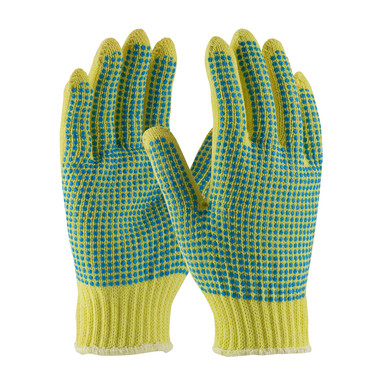 Yellow XL 100% Kevlar, 7 Gauge, M. Wgt, ANSI2, Dots 2 Sides Gloves made with Kevlar Brand Fiber 1 Dozen 08-K300PDD/XL