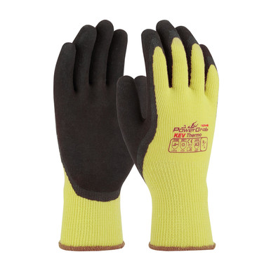 Yellow XXL PowerGrab KEV Thermo,Kevlar/Acrylic Shell, Latex MicroFinish Grip, A3 Insulated Coated Gloves 1 Dozen 09-K1350/XXL