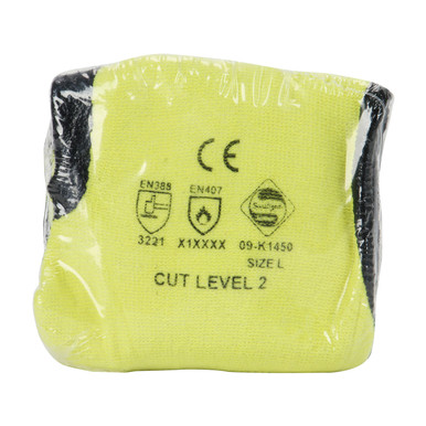 Yellow XXL G-Tek KEV, Yellow 13G Kevlar/Lycra, Black Nitrile Smooth Grip, Vend Pk Gloves made with Kevlar Brand Fiber 1 Pair 09-K1450V/XXL