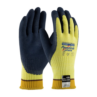 Yellow L PowerGrab Katana, 10G Kevlar/Steel Shell, Latex MicroFinish Grip, A4 Gloves made with Kevlar Brand Fiber 1 Dozen 09-K1700/L