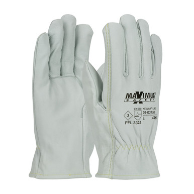 Natural XXL Max Safety AR Goatskin Drivers, 13G Kevlar Lining, Straight Thumb, A2 Leather Gloves with Cut Lining 1 Dozen 09-K3750/XXL