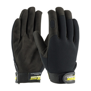 Black XL MAX SAFETY, Professional Mechanic's Glove,Synthetic Leather Palm, Black Mechanics Gloves 1 Pair 120-MX2805/XL