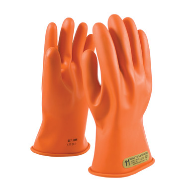 Orange 12 NOVAX, Insulating Glove, Class 00, 11 In., Orn., Straight Cuff Novax Rubber Insulating Gloves 1 Pair 147-00-11/12