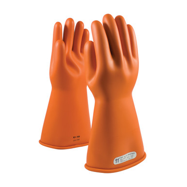 Orange 7 NOVAX, Insulating Glove, Class 1, 14 In., Orn., Straight Cuff Novax Rubber Insulating Gloves 1 Pair 147-1-14/7