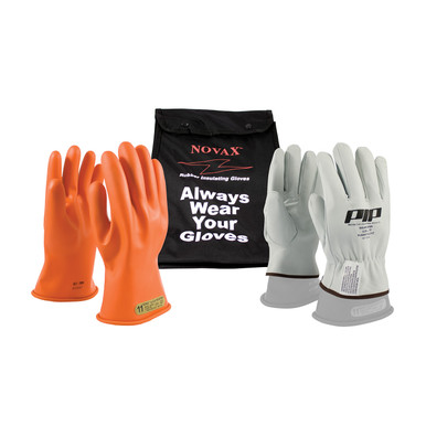 Orange 7-KIT NOVAX, Insulating Glove Kit, Class 00, 11 In., Orn., Straight Cuff Novax 11-inch Glove Kit 147-SK-00/7-KIT
