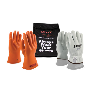Orange 10-KIT NOVAX, Insulating Glove Kit, Class 0, 11 In., Orn., Straight Cuff Novax 11-inch Glove Kit 147-SK-0/10-KIT