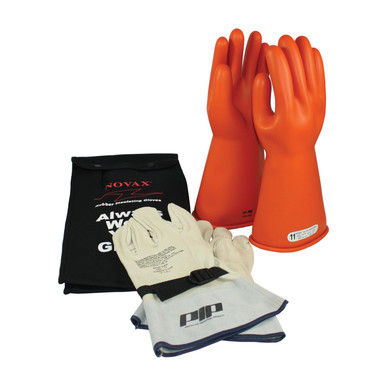 Orange 8-KIT NOVAX, Insulating Glove Kit, Class 1, 14 In., Orn., Straight Cuff Novax 14-inch Glove Kit 147-SK-1/8-KIT