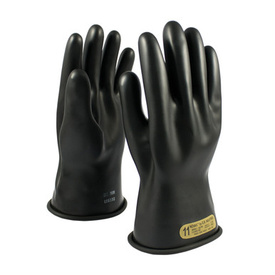 Black 11 NOVAX Insulating Glove, Class 00, 11 In., Blk., Straight Cuff Novax Rubber Insulating Gloves 1 Pair 150-00-11/11
