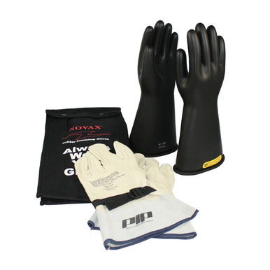 Black 7-KIT NOVAX, Insulating Glove Kit, Class 2, 14 In., Blk., Straight Cuff Novax 14-inch Glove Kit 150-SK-2/7-KIT