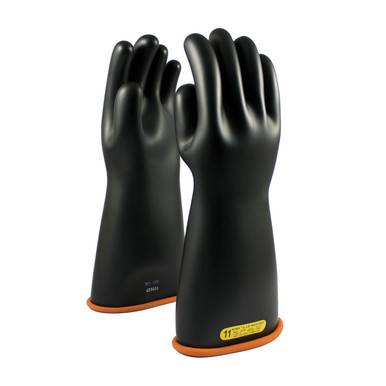 Black 10 NOVAX Insulating Glove, Class 2, 16 In., Blk./Orn., Straight Cuff Novax Rubber Insulating Gloves 1 Pair 155-2-16/10
