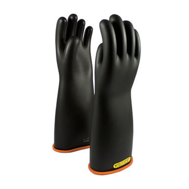 Black 10 NOVAX Insulating Glove, Class 2, 18 In., Blk./Orn., Straight Cuff Novax Rubber Insulating Gloves 1 Pair 155-2-18/10
