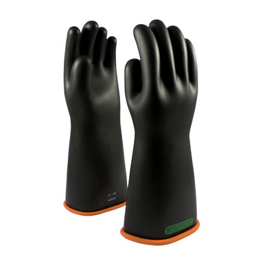 Black 8 NOVAX Insulating Glove, Class 3, 16 In., Blk./Orn., Straight Cuff Novax Rubber Insulating Gloves 1 Pair 155-3-16/8