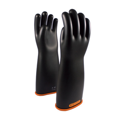 Black 12 NOVAX Insulating Glove, Class 4, 18 In., Blk./Orn., Straight Cuff Novax Rubber Insulating Gloves 1 Pair 155-4-18/12