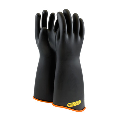 Black 8 NOVAX Insulating Glove, Class 2, 18 In., Blk./Orn., Contour Cuff Novax Rubber Insulating Gloves 1 Pair 158-2-18/8