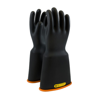 Black 9.5 NOVAX Insulating Glove, Class 2, 16 In., Blk./Orn., Bell Cuff Novax Rubber Insulating Gloves 1 Pair 159-2-16/9.5