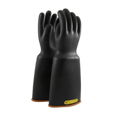 Black 10 NOVAX Insulating Glove, Class 2, 18 In., Blk./Orn., Bell Cuff Novax Rubber Insulating Gloves 1 Pair 159-2-18/10