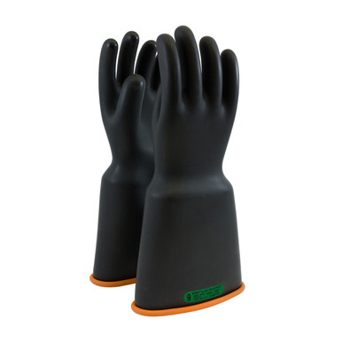 Black 10 NOVAX Insulating Glove, Class 3, 16 In., Blk./Orn., Bell Cuff Novax Rubber Insulating Gloves 1 Pair 159-3-16/10