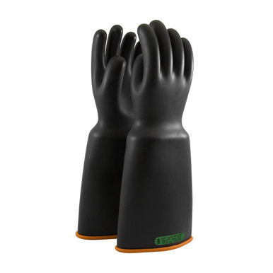 Black 9.5 NOVAX Insulating Glove, Class 3, 18 In., Blk./Orn., Bell Cuff Novax Rubber Insulating Gloves 1 Pair 159-3-18/9.5