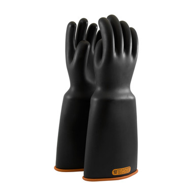Black 10 NOVAX Insulating Glove, Class 4, 16 In., Blk./Orn., Bell Cuff Novax Rubber Insulating Gloves 1 Pair 159-4-16/10