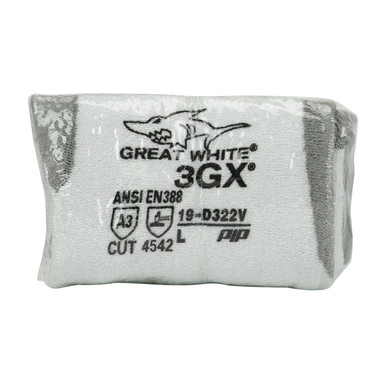White XXL Great White 3GX Dyneema Diamond,13G White Shell, Gray PU Grip, Vend Pk Gloves made with Dyneema 1 Pair 19-D322V/XXL