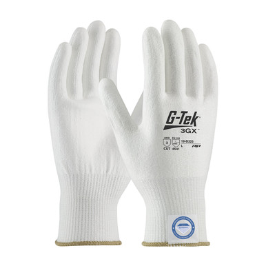 White S G-Tek 3GX Dyneema Diamond,13G White Shell, White PU Smooth Grip, A3 Gloves made with Dyneema 1 Dozen 19-D325/S