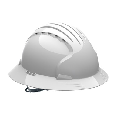 White OS JSP Evo6141 Full Brim, Orange, 6-Pt Textile Susp, Slip Ratchet, Class E ANSI Type I Helmets 280-EV6141-OR